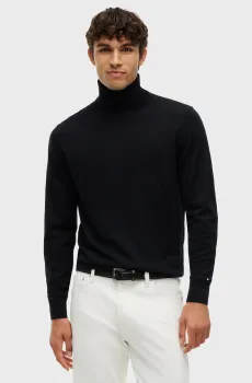 Мужской черный шерстяной гольф NY MERINO ROLL Черный M Tommy Hilfiger MW0MW44700