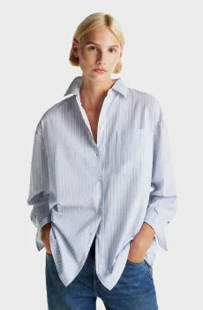 Женская голубая рубашка в полоску POPLIN Голубой S-M Tommy Hilfiger WW0WW44086