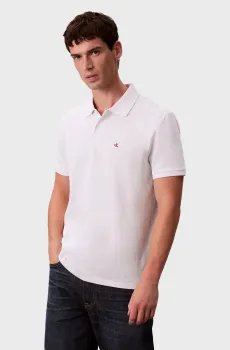 Мужское белое поло SS MONOGRAM PIQUE Белый S Calvin Klein Jeans LV040EM269