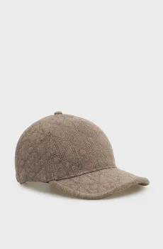 Женская бежевая кепка с узором EMBROIDERED Бежевый ONESIZE Calvin Klein LV04F5093G