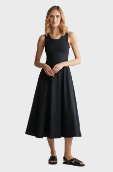 Женское черное платье MIDI JERSEY WOVEN COMBO DRESS Черный XS Gant 4503369