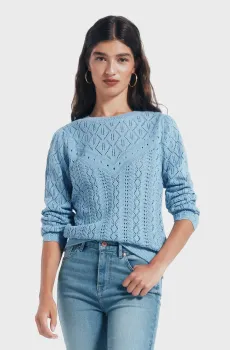Женский голубой джемпер Pointelle Голубой S SPRINGFIELD 1332569