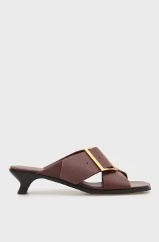 Женские коричневые кожаные мюли Salerno Коричневый 39 PRPY PRSDS26213W