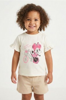 Бавовняна футболка з принтом Minnie Mouse - кремовий
