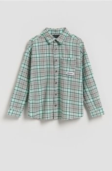 Reserved - Бавовняна картата сорочка - блідо-бірюзовий - 509HW-06X