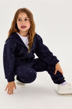Штани спортивні jogger в горошок fleece - темно-синій
