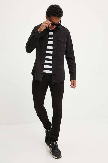 Хлопковая футболка Guess Jeans мужская цвет чёрный узорная M4YI84 K9XF1 Хлопковая футболка Guess Jeans мужская цвет чёрный узорная M4YI84 K9XF1