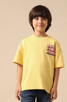 Uspa Kids Boys Brand Printed Boxy Fit Cotton T-shirt