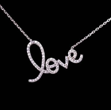 Колье "Love" с фианитами (родий, 50см) 18177 Колье "Love" с фианитами (родий, 50см) 18177