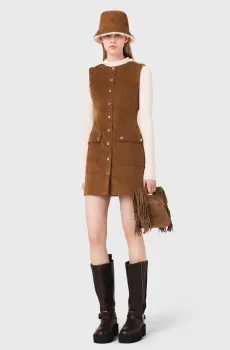 Женское рыжее вельветовое платье Рыжий 36 MAJE MFPRO04504_Camel