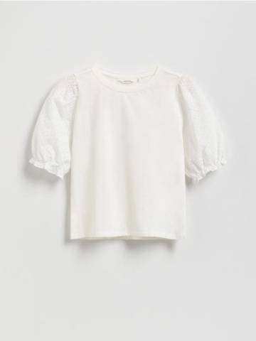 Reserved - Блузка з об’ємними рукавами - кремовий - 538FT-01X