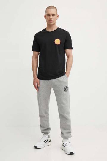 Хлопковая футболка Rip Curl мужской цвет чёрный с принтом Хлопковая футболка Rip Curl мужской цвет чёрный с принтом