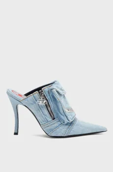 Женские голубые джинсовые мюли D-VENUS POCKET ML Голубой 37 Diesel Y03124 P0585