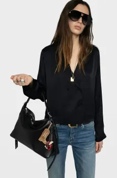 Женская черная блуза Tussi Черный M ZADIG&VOLTAIRE WWSH02286_BLACK