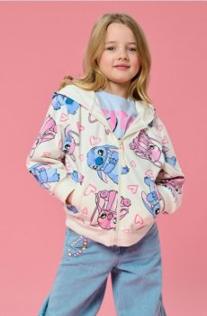 Худі на блискавці Lilo & Stitch - кремовий