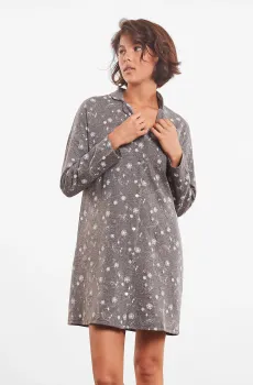 Женская серая ночная рубашка с узором SAFO Серый S Etam 6529851