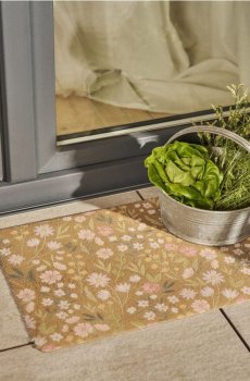 Килимок із квітковим мотивом - бежевий
