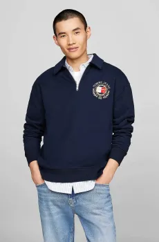 Мужская темно-синяя спортивная кофта TJM RLX PRP EXPLR LUXE 1/4 ZIP Синий M Tommy Jeans DM0DM19245