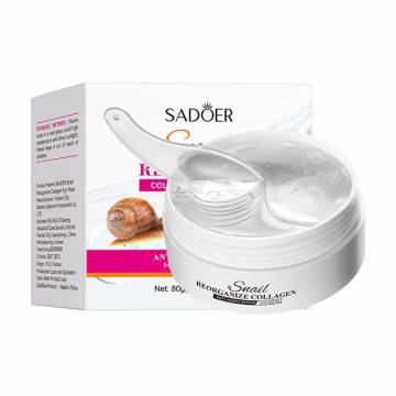 Гидрогелевые патчи для кожи вокруг глаз Sadoer Snail Reorganize Collagen Eye Mask с муцином улитки и коллагеном, 80 г, 60 шт Гидрогелевые патчи для кожи вокруг глаз Sadoer Snail Reorganize Collagen Eye Mask с муцином улитки и коллагеном, 80 г, 60 шт