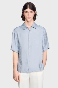 Мужская голубая рубашка с узором Голубой M Sandro SHPCM01644_Chambray