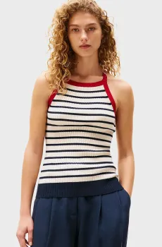 Женский бежевый топ в полоску TH х SRG Бежевый S Tommy Hilfiger WW0WW46110