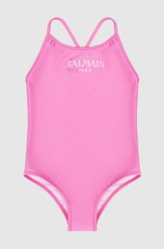 Детский розовый купальник с вышивкой логотипа