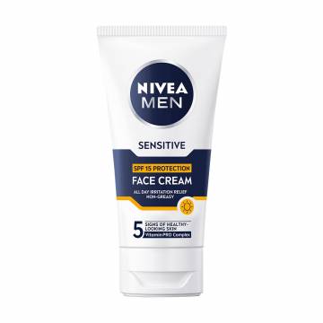 Мужской крем для лица NIVEA MEN Sensitive Face Cream, SPF 15, для чувствительной кожи, 75 мл Мужской крем для лица NIVEA MEN Sensitive Face Cream, SPF 15, для чувствительной кожи, 75 мл