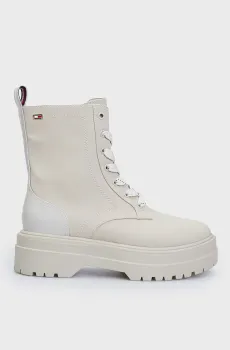 Женские белые (слоновой кости) ботинки FLAG VENTILE LACE UP BOOT Бежевый 39 Tommy Hilfiger FW0FW08287