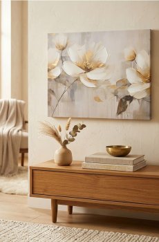 Декоративна картина на стіну 3D з квітковим мотивом - різнобарвний