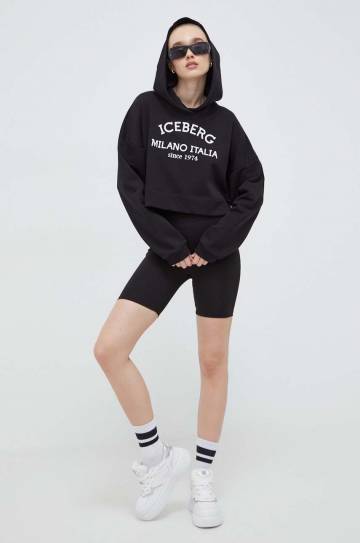 Кофта Iceberg женская цвет чёрный с капюшоном с принтом Кофта Iceberg женская цвет чёрный с капюшоном с принтом