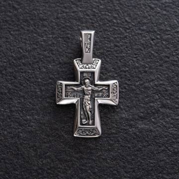 Православный серебряный крест "Распятие. Спаси и Сохрани" 133004 Православный серебряный крест "Распятие. Спаси и Сохрани" 133004