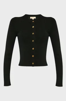 Женский черный шерстяной кардиган MERINO RIB CFREW NK CARDI Черный S Michael Kors MT460Y94VR