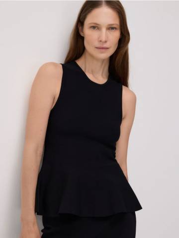 Reserved - Блузка з баскою - чорний - YR628-99X