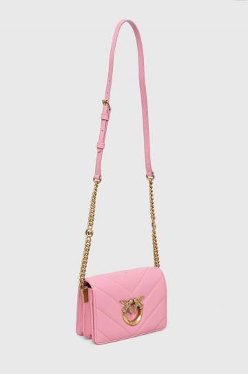 Кожаная сумочка Pinko цвет розовый Кожаная сумочка Pinko цвет розовый