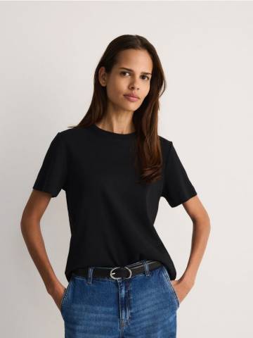 Reserved - Футболка regular fit з мерсеризованої бавовни - чорний - 2292T-99X Reserved - Футболка regular fit з мерсеризованої бавовни - чорний - 2292T-99X