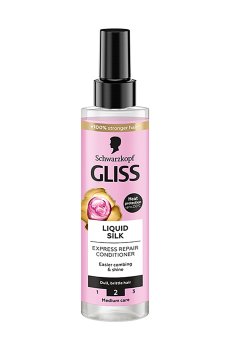 Экспресс-кондиционер Gliss Liquid Silk Жидкий шелк, с комплексом жидких кератинов, для ломких, лишенных блеска волос, 200 мл