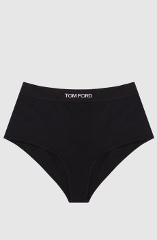 Черные трусики с высокой посадкой с узором логотипа