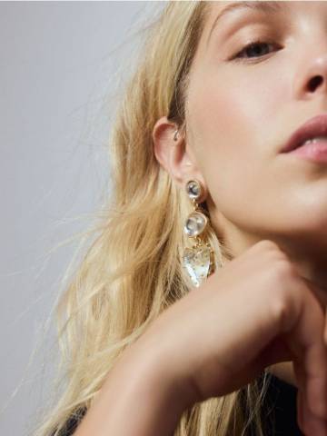 Reserved - Підвісні сережки з сердечками - різнобарвний - 015IJ-MLC