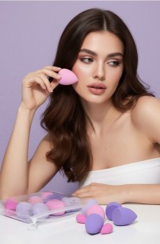 Набір спонжів для макіяжу 16 pack - Фіолетовий