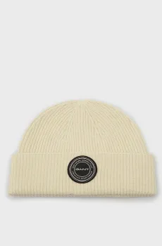 Мужская белая шерстяная  шапка WOOL KNITTED BEANIE Белый ONESIZE Gant 9911036