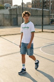 Джинсові карго шорти з еластичним поясом - синій