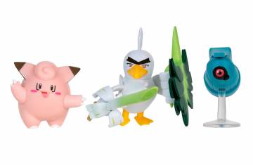 Набір ігрових фігурок Pokemon W18 Клефейрі, Белдум, Сірфетчд (PKW3057) Набір ігрових фігурок Pokemon W18 Клефейрі, Белдум, Сірфетчд (PKW3057)