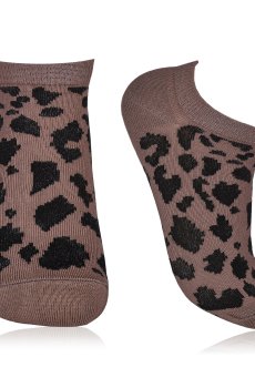 Носки женские AmiGA укороченные, бежевые, леопард мелкий, размер 23-25