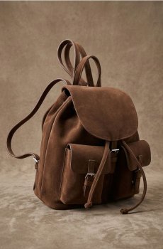 Рюкзак із клапаном з еко-замші - коричневий