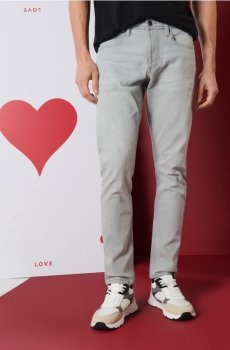 Джинси slim з вареним ефектом - сірий