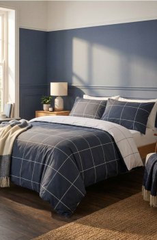 Комплект постільної білизни в клітинку - сірий