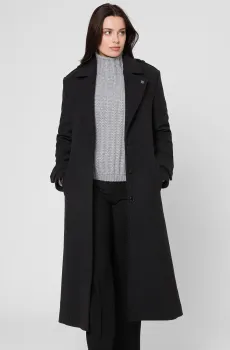 Женское черное шерстяное пальто Черный 34 HUGO 50547614;022