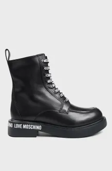 Женские черные кожаные ботинки Черный 37 Love Moschino JA24214G0LIA0000
