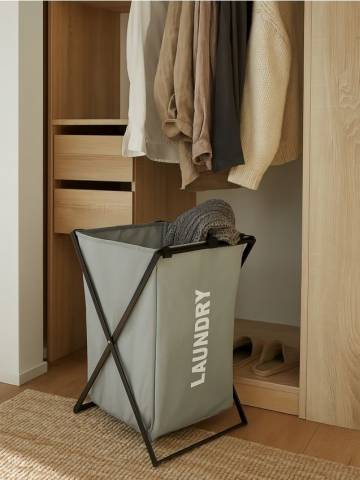Кошик для білизни з написом LAUNDRY - темно-сірий Кошик для білизни з написом LAUNDRY - темно-сірий