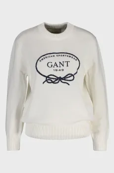 Женский белый джемпер GRAPHIC Белый L Gant 4805449